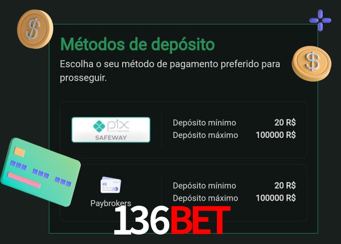 O cassino 136Bet oferece uma grande variedade de métodos de pagamento